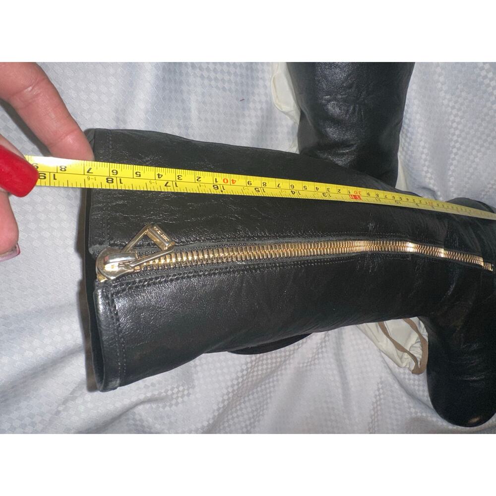 Jimmy Choo Black & Gold Tall Boots. Sz 40 - Picture 14 of 16